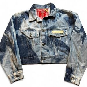 Vintage 80s Guess America crop denim punk grunge jacket women's small